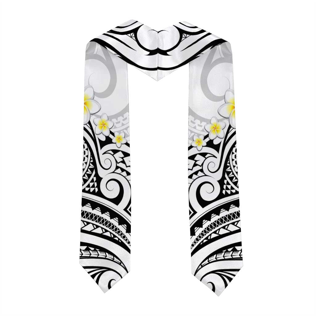 Plumeria With White Polynesian Tattoo Pattern Graduation Stole