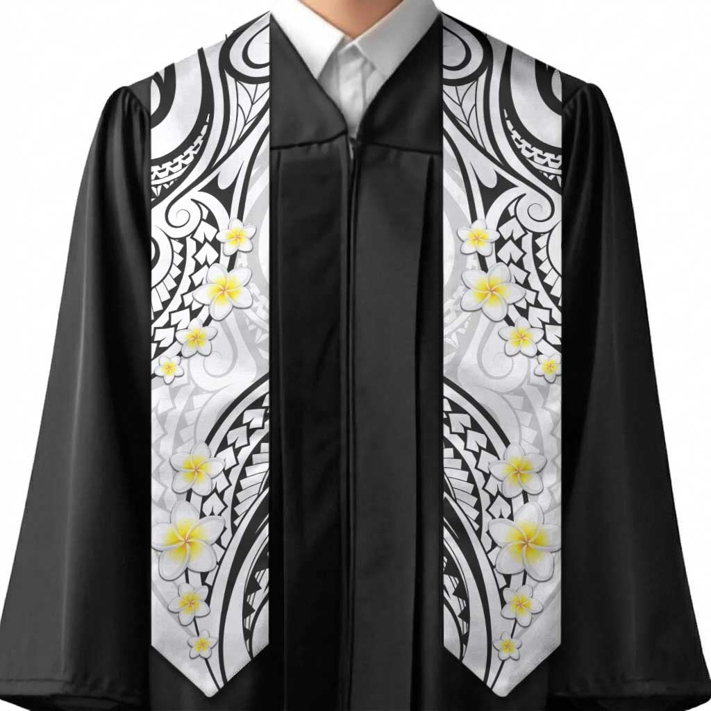 Plumeria With White Polynesian Tattoo Pattern Graduation Stole