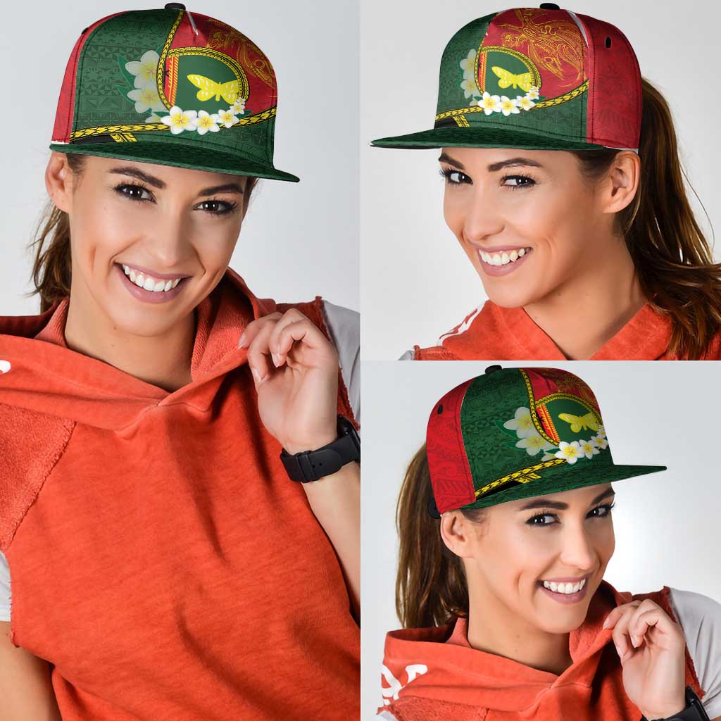 PNG Oro Provins Snapback Cap Papua New Guinea Plumeria Melanesian Pattern - Polynesian Pride