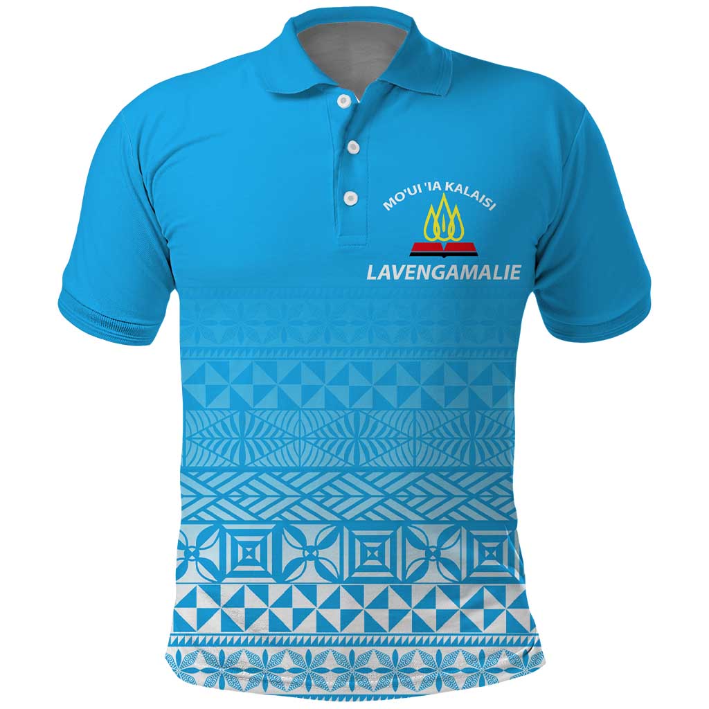 Tonga Lavengamalie College Tongan Pattern Polo Shirt LT12 Blue - Polynesian Pride