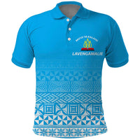 Tonga Lavengamalie College Tongan Pattern Polo Shirt LT12 Blue - Polynesian Pride