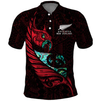 Polynesian Pride Apparel New Zealand Polo Shirt Manaia Paua Fern Wing Red Unisex Red - Polynesian Pride