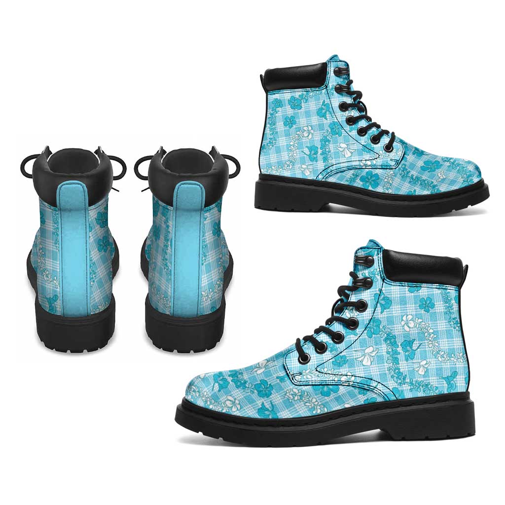 Polu Aloha Hawaii All Season Boots Plumeria Lei With Palaka Motif - Polynesian Pride