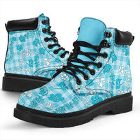 Polu Aloha Hawaii All Season Boots Plumeria Lei With Palaka Motif - Polynesian Pride