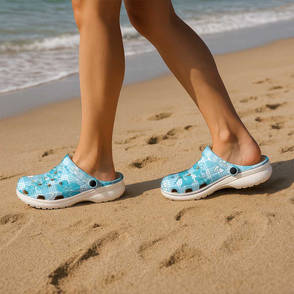 Polu Aloha Hawaii Clogs Shoes Plumeria Lei With Palaka Motif - Polynesian Pride