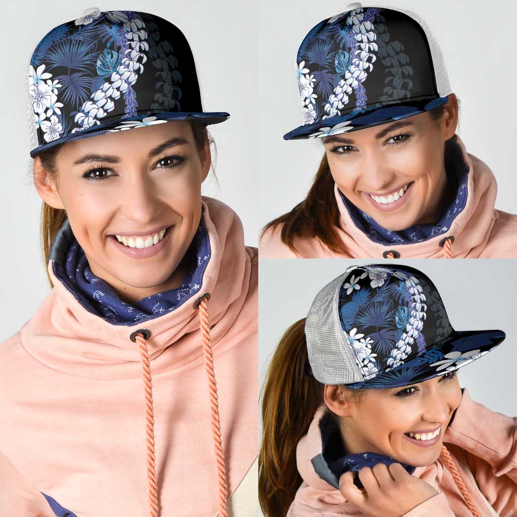 Polu Aloha Hawaii Lei Mesh Trucker Cap Tropical Flowers Elegant Vibe - Polynesian Pride