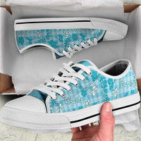 Polu Aloha Hawaii Low Top Shoes Plumeria Lei With Palaka Motif - Polynesian Pride