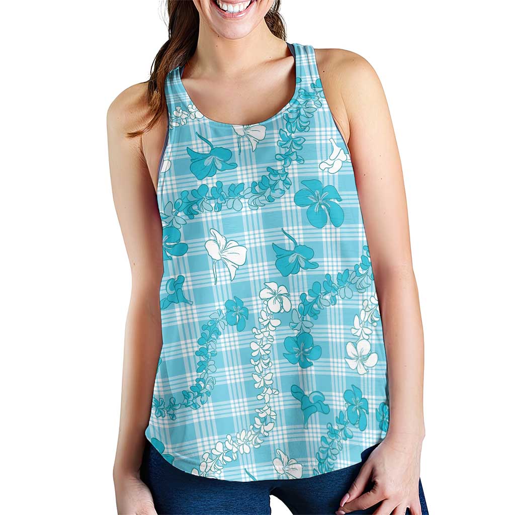 Polu Aloha Hawaii Women Racerback Tank Plumeria Lei With Palaka Motif - Polynesian Pride