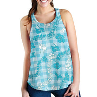 Polu Aloha Hawaii Women Racerback Tank Plumeria Lei With Palaka Motif - Polynesian Pride