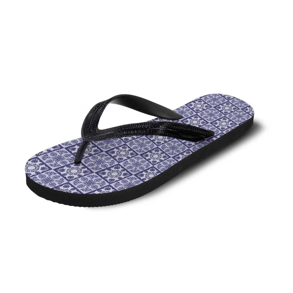 Polu Palaka Quilt Hawaii Flip Flops Hawaiian Tropical Monstera Sea Turtle
