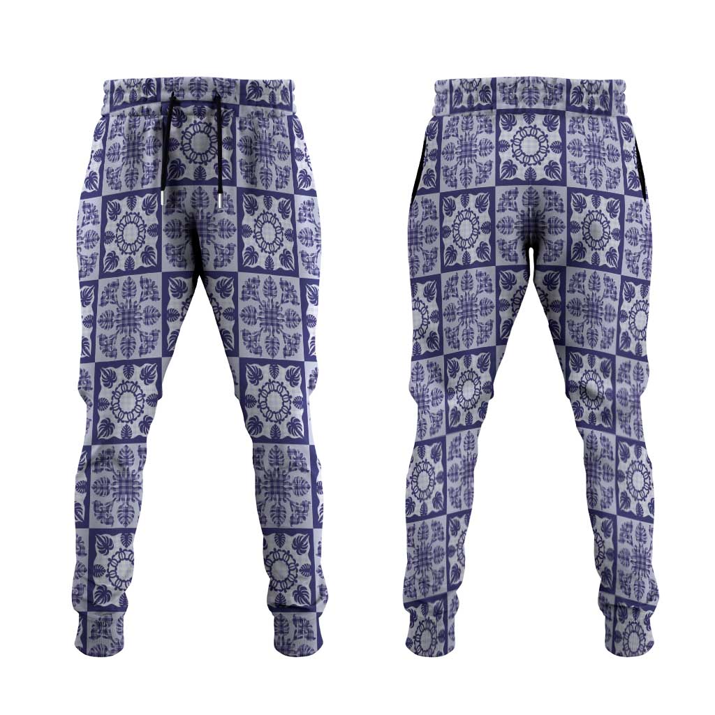 Polu Palaka Quilt Hawaii Jogger Pants Hawaiian Tropical Monstera Sea Turtle