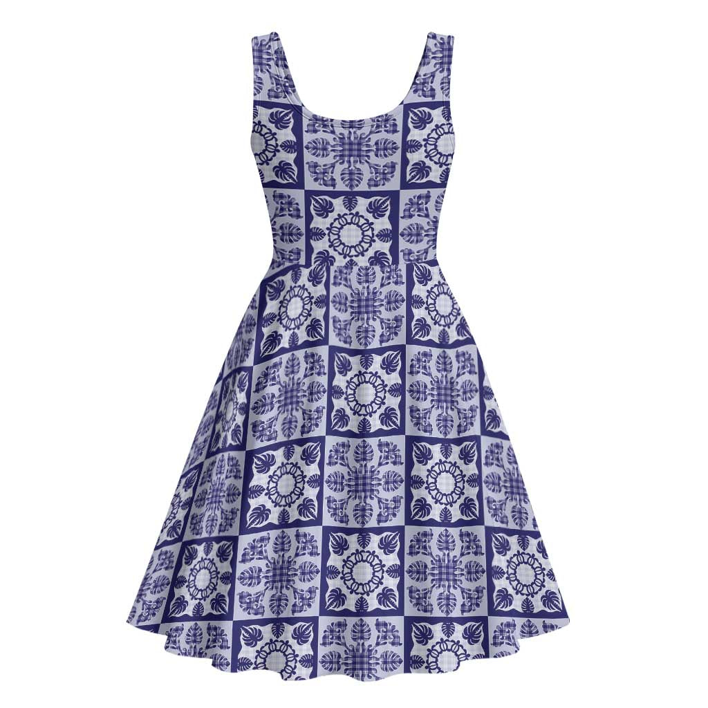 Polu Palaka Quilt Hawaii Midi Dress Hawaiian Tropical Monstera Sea Turtle