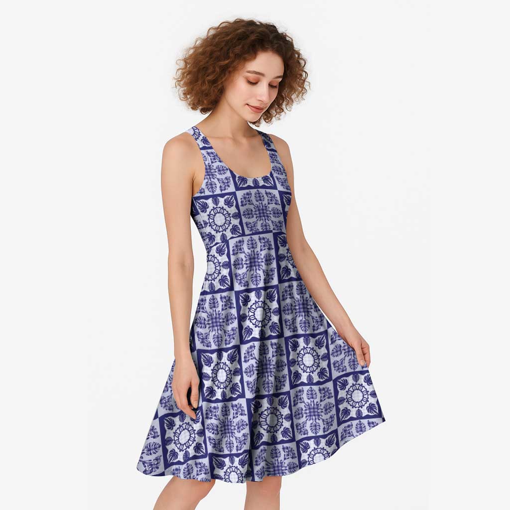 Polu Palaka Quilt Hawaii Midi Dress Hawaiian Tropical Monstera Sea Turtle