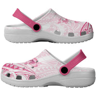 Polynesia Breast Cancer Awareness Clogs Shoes No One Fights Alone Turtle Ribbon -  Black Version