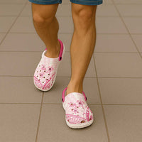 Polynesia Breast Cancer Awareness Clogs Shoes No One Fights Alone Turtle Ribbon -  Black Version