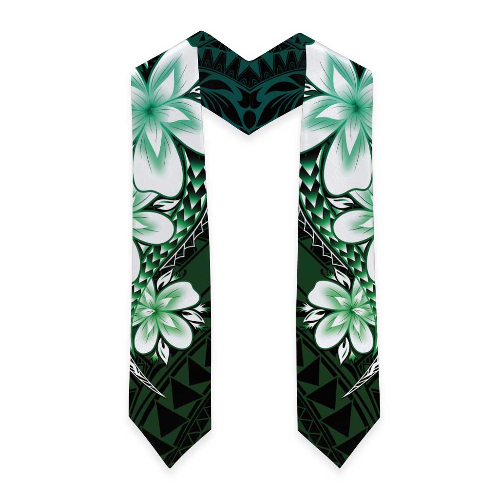 Polynesia Floral Tattoo Graduation Stole With Aqua Gradient Plumeria