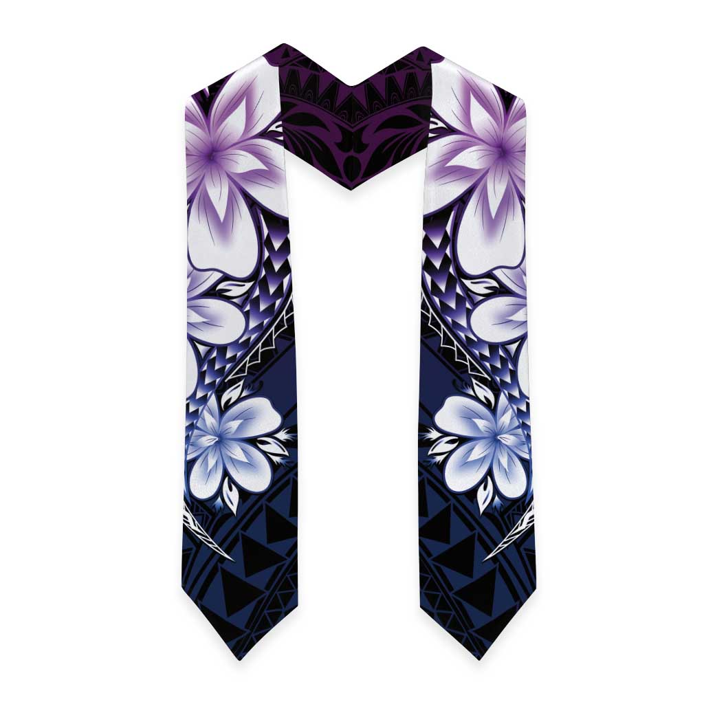 Polynesia Floral Tattoo Graduation Stole With Purple Gradient Plumeria