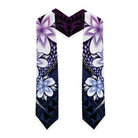 Polynesia Floral Tattoo Graduation Stole With Purple Gradient Plumeria