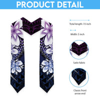 Polynesia Floral Tattoo Graduation Stole With Purple Gradient Plumeria