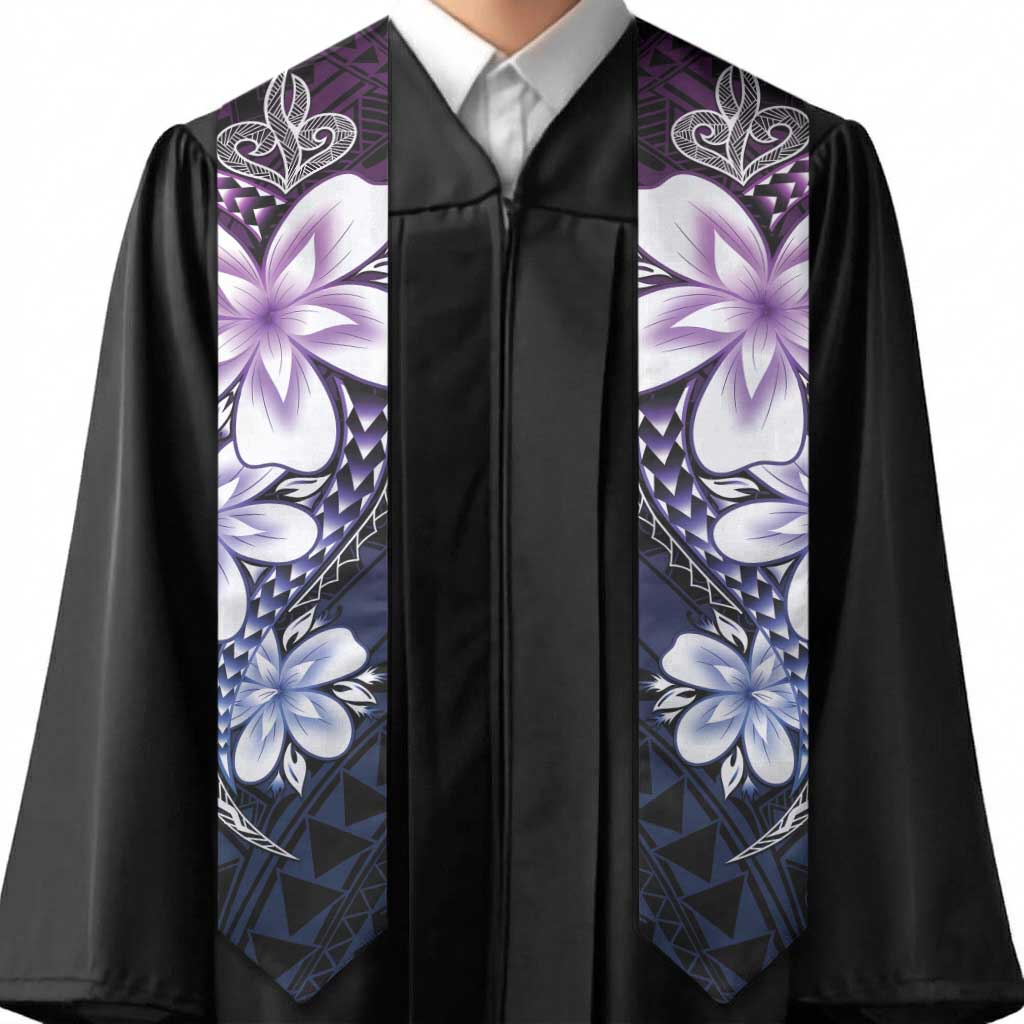 Polynesia Floral Tattoo Graduation Stole With Purple Gradient Plumeria