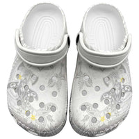 Polynesia Hammerhead Shark Clogs Shoes Tropical Flowers Tribal Pattern White - Polynesian Pride