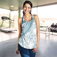 Polynesia Women Racerback Tank Polynesian Tropical Flowers Blue Pastel Vibes - Polynesian Pride