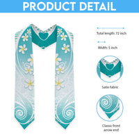 Polynesian Pattern Graduation Stole With Plumeria Teal