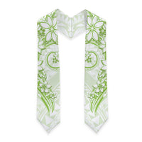 Polynesian Pattern With Plumeria Flowers Graduation Stole Lime Green
