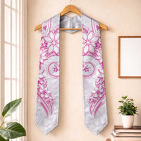 Polynesian Pattern With Plumeria Flowers Graduation Stole Pink