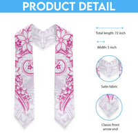 Polynesian Pattern With Plumeria Flowers Graduation Stole Pink