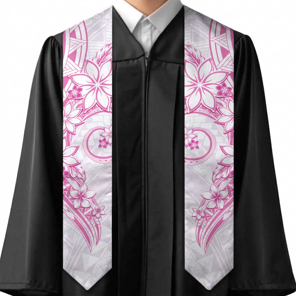 Polynesian Pattern With Plumeria Flowers Graduation Stole Pink