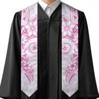 Polynesian Pattern With Plumeria Flowers Graduation Stole Pink