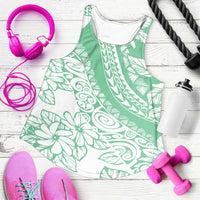 Polynesian Tiare Flower Cyan Pastel Women Racerback Tank