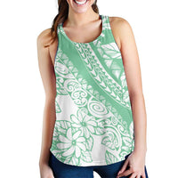 Polynesian Tiare Flower Cyan Pastel Women Racerback Tank