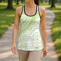 Polynesian Tiare Flower Sage Green Pastel Hollow Tank Top