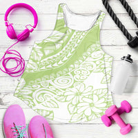 Polynesian Tiare Flower Sage Green Pastel Women Racerback Tank