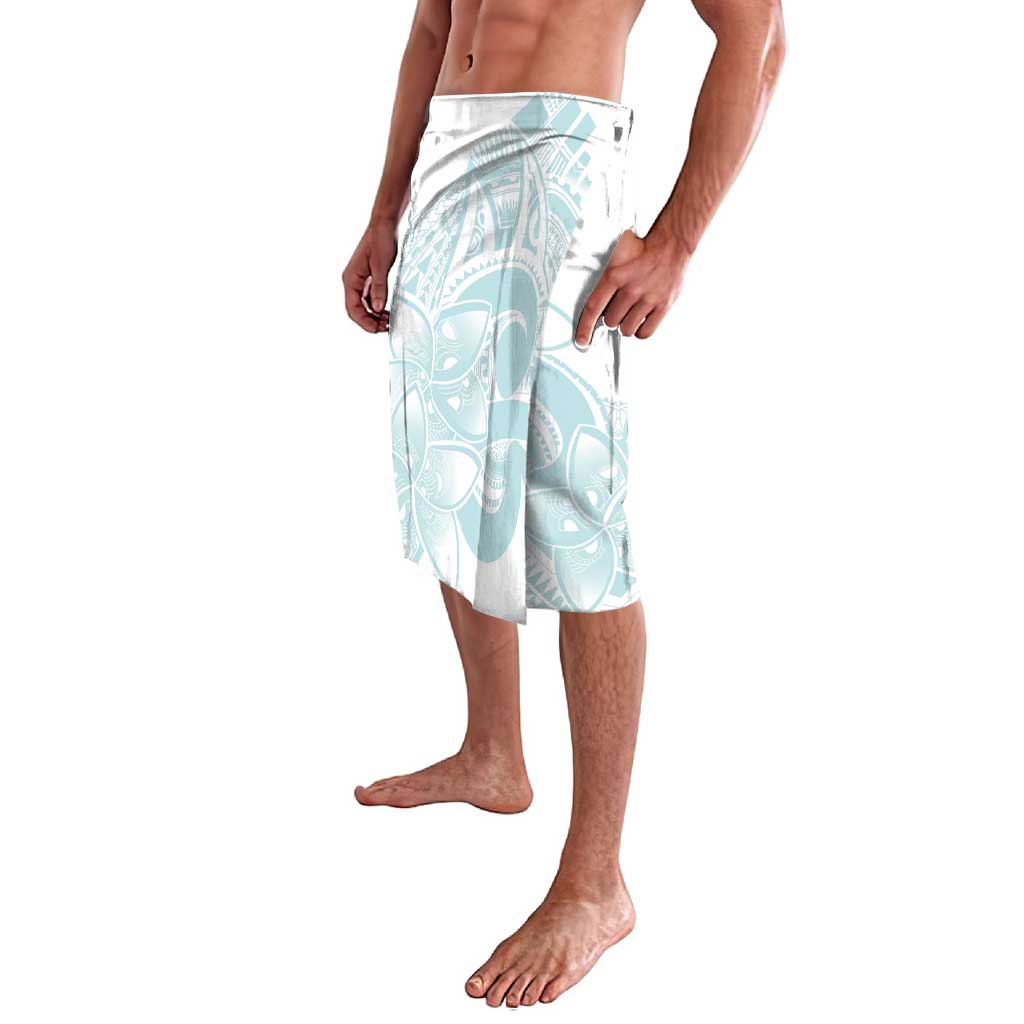 Polynesian Tribal Plumeria Lotu Tamaiti Lavalava Pastel Cyan - Polynesian Pride