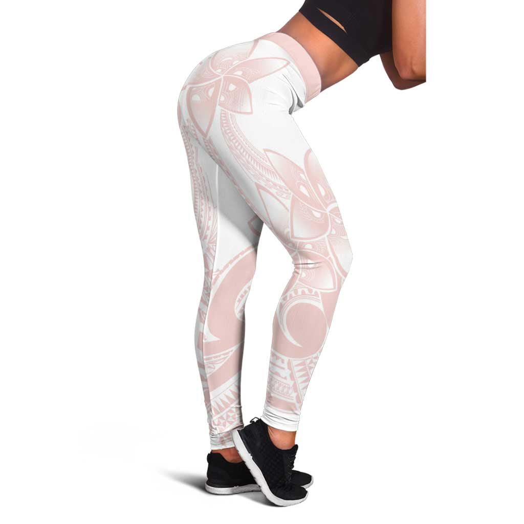 Polynesian Tribal Plumeria Lotu Tamaiti Leggings Pastel Blush - Polynesian Pride