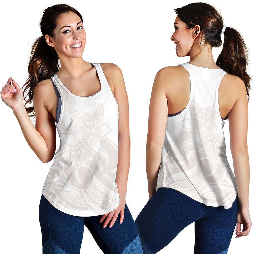 Polynesian Tribal Plumeria Lotu Tamaiti Women Racerback Tank Pastel Nude - Polynesian Pride