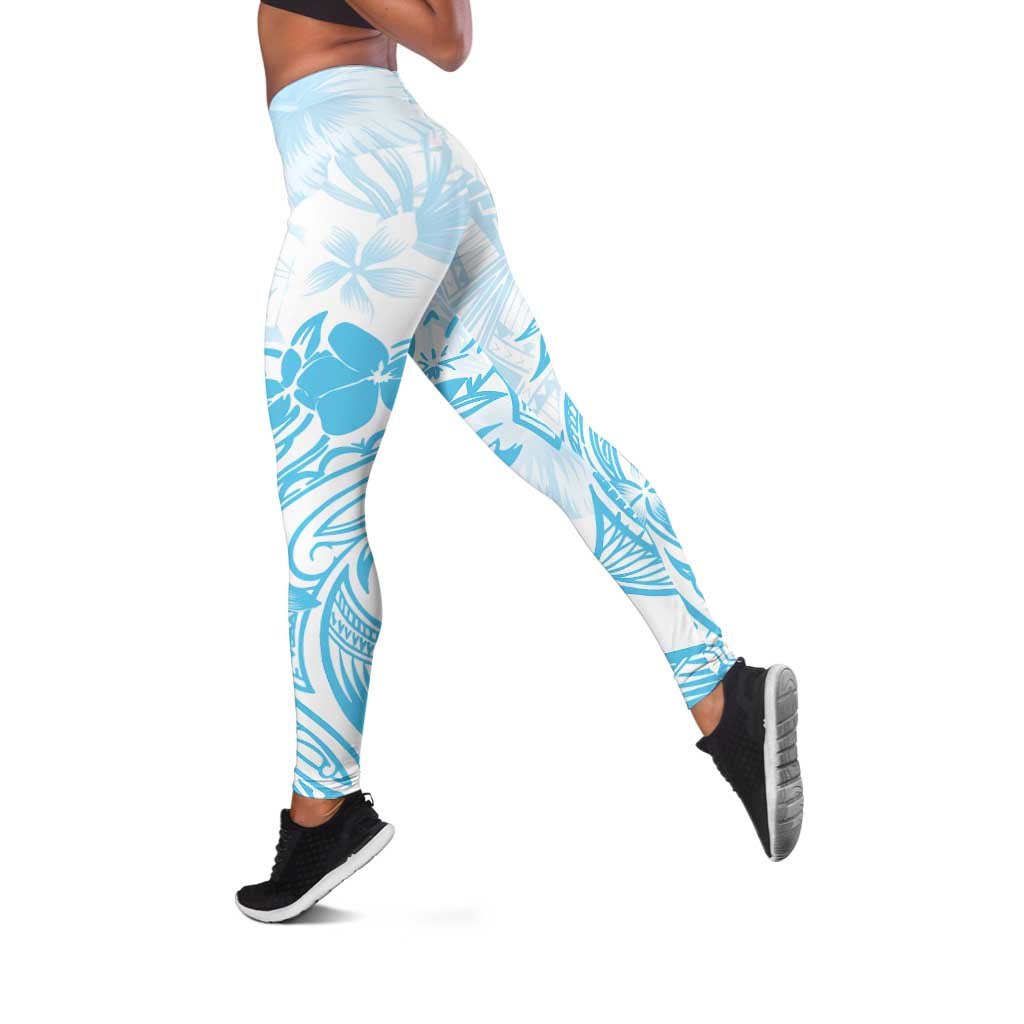 Polynesian Women's Day Leggings Plumeria Passion - Turquoise LT07