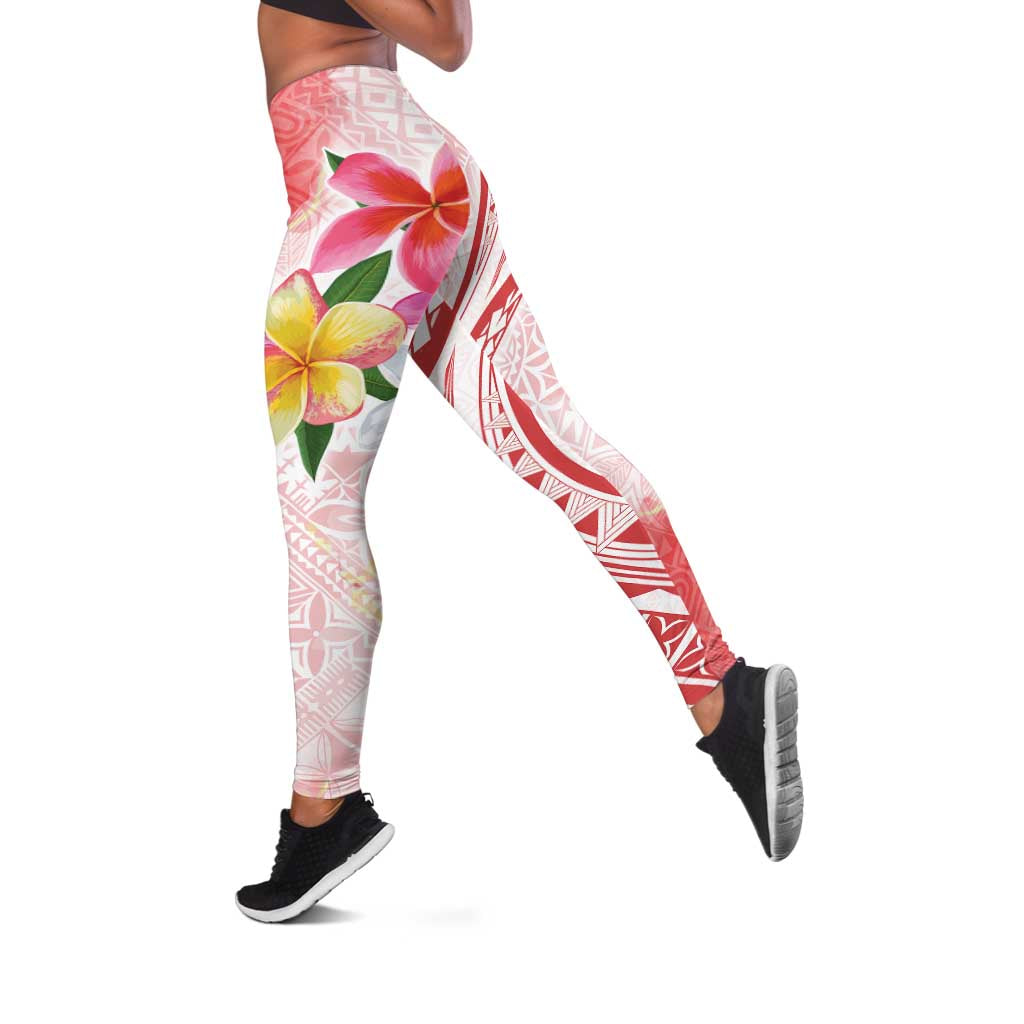 Polynesian Women's Day Wahine Leggings Plumeria Marble Glaze - Pink LT07