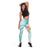 Polynesian Women's Day Wahine Leggings Plumeria Marble Glaze - Teal LT07