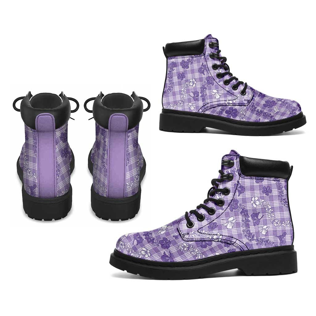 Poni Aloha Hawaii All Season Boots Plumeria Lei With Palaka Motif - Polynesian Pride