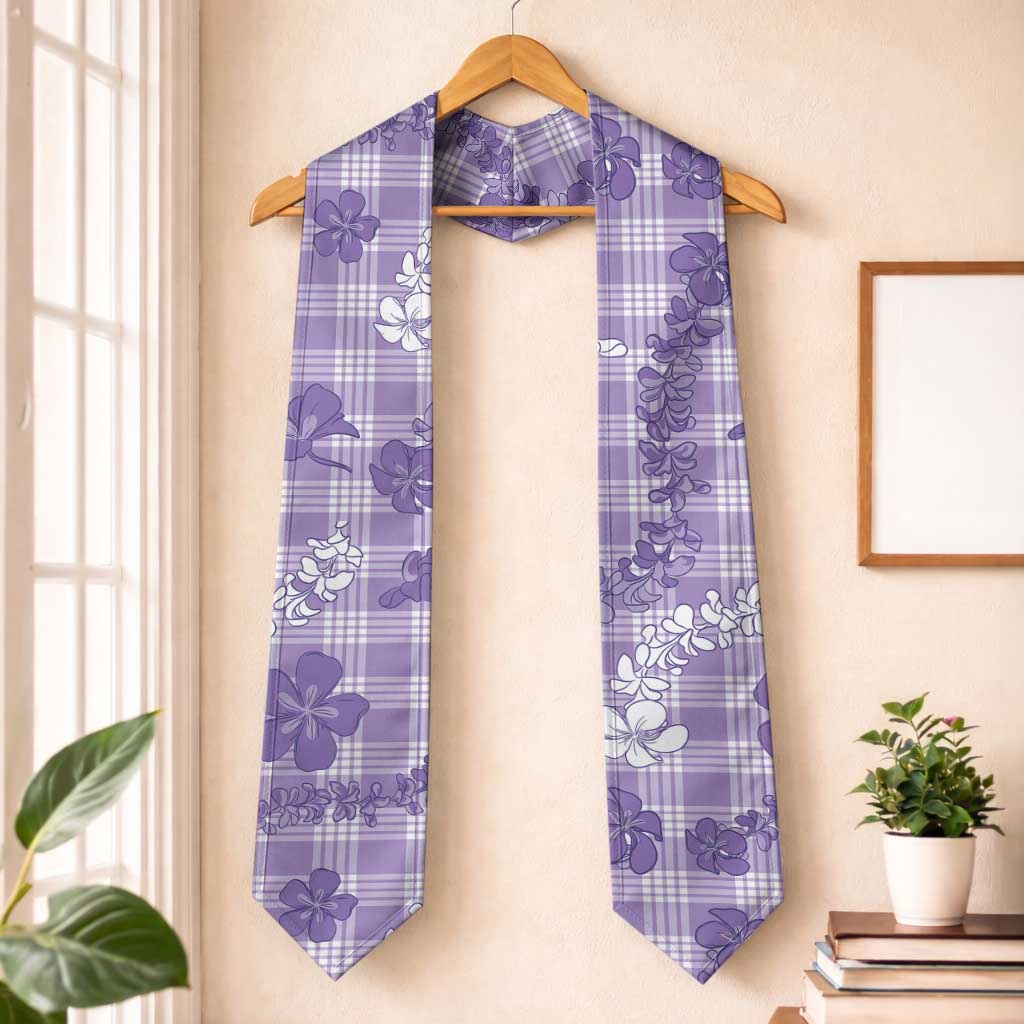 Poni Aloha Hawaii Graduation Stole Plumeria Lei With Palaka Motif - Polynesian Pride