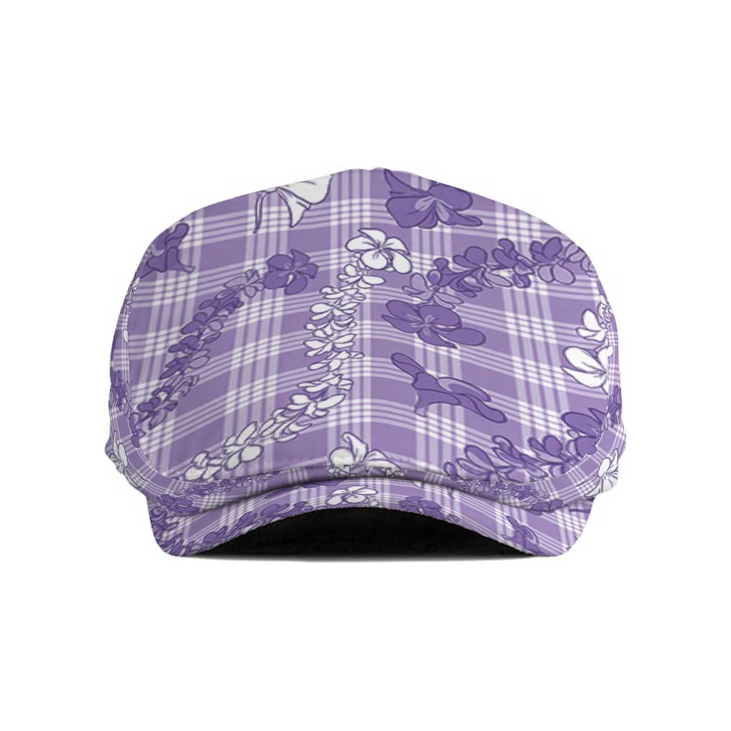 Poni Aloha Hawaii Jeff Hat Plumeria Lei With Palaka Motif LT14 Purple - Polynesian Pride