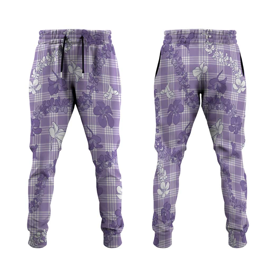 Poni Aloha Hawaii Jogger Pants Plumeria Lei With Palaka Motif - Polynesian Pride