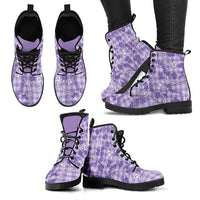Poni Aloha Hawaii Leather Boots Plumeria Lei With Palaka Motif - Polynesian Pride