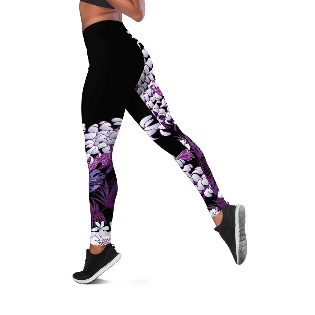Poni Aloha Hawaii Lei Leggings Tropical Flowers Elegant Vibe - Polynesian Pride