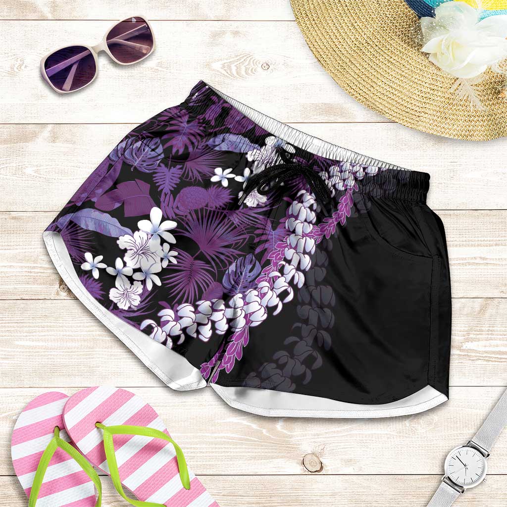 Poni Aloha Hawaii Lei Shorts for Women Tropical Flowers Elegant Vibe - Polynesian Pride