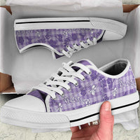 Poni Aloha Hawaii Low Top Shoes Plumeria Lei With Palaka Motif - Polynesian Pride